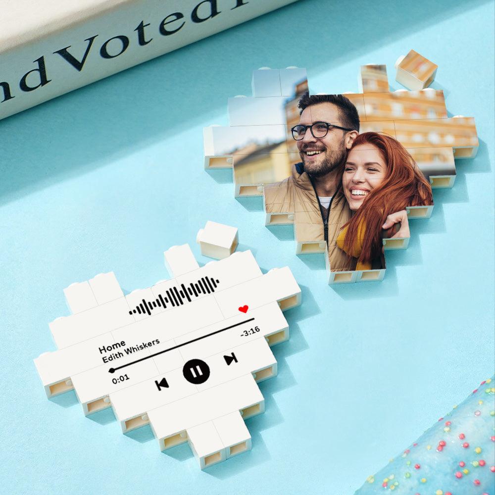 Custom Music Code Building Brick Personalized Photo Block Heart Shape - DigiVirt