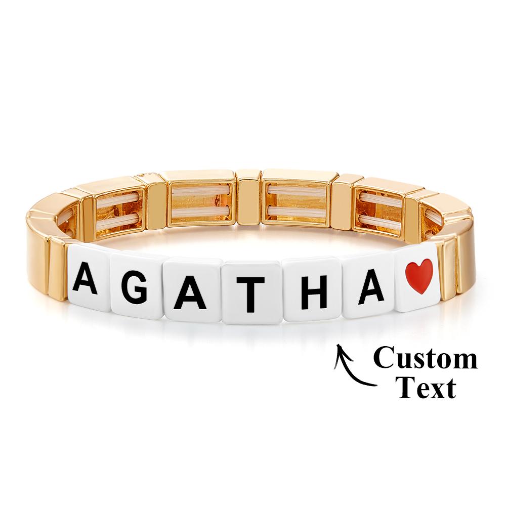 Custom Name Bead Bracelet Enamel Beaded Gold Color Bracelet Gift for Her - DigiVirt