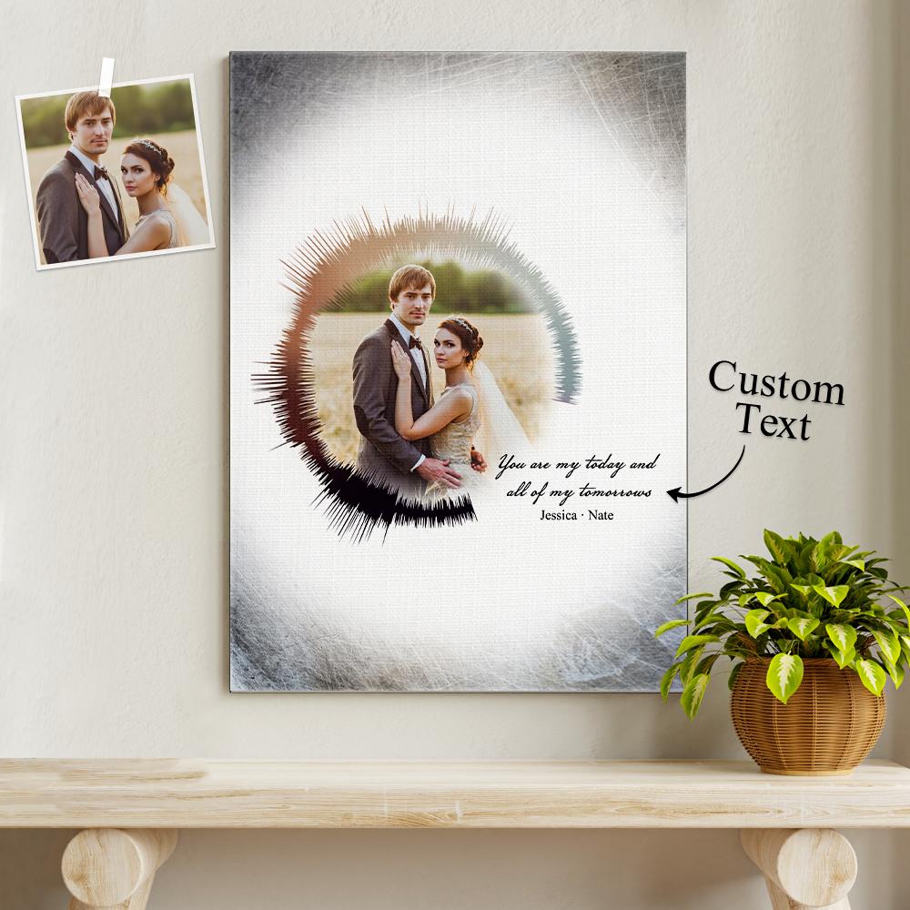 Custom Painting Round Sound Wave Photo Print Personalized Soundwave Text Canvas Amazing Wedding Gift Anniversary Gifts - DigiVirt