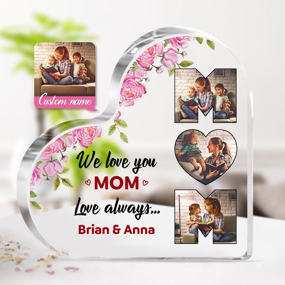 Custom Photo Acrylic Heart Flower Mother's Day Gift Personalized Acrylic Hearts for Mom - DigiVirt