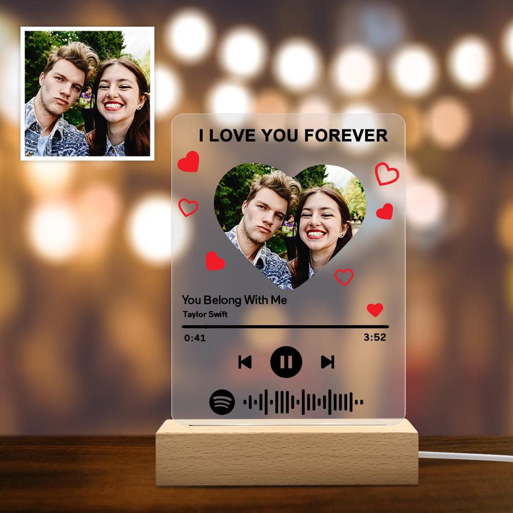 Custom Photo I am In Love Spotify Code Plaque Scannable Music Personalized Acrylic Photo Panel - DigiVirt