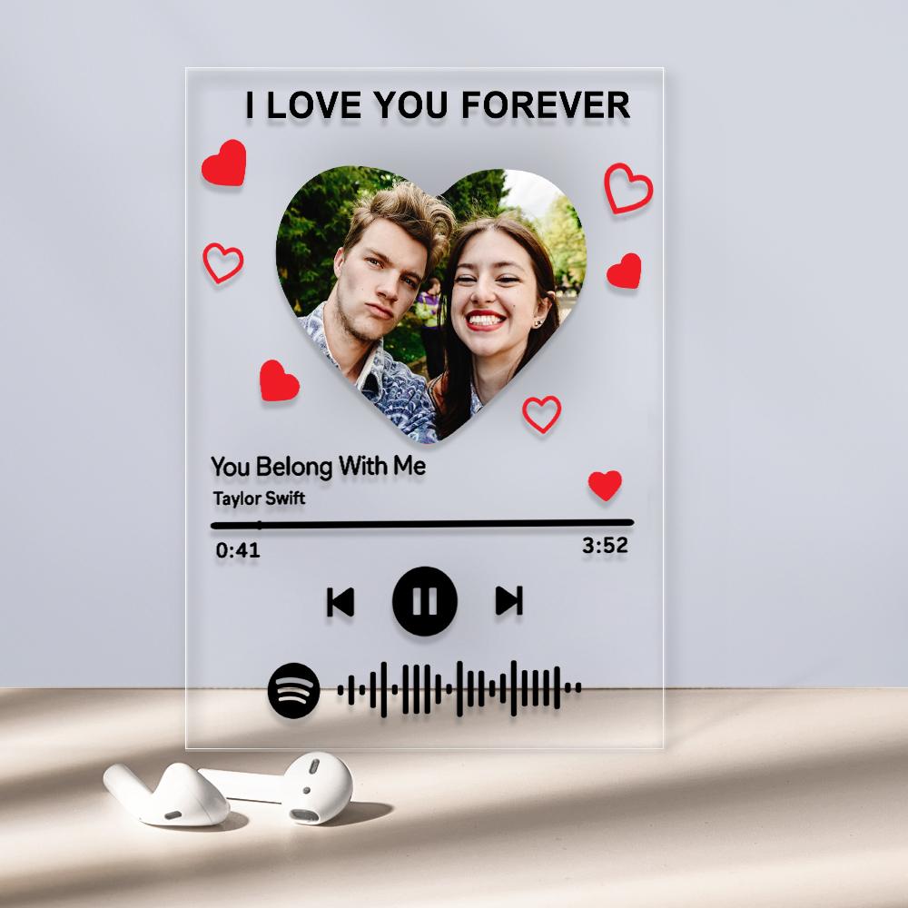 Custom Photo I am In Love Spotify Code Plaque Scannable Music Personalized Acrylic Photo Panel - DigiVirt