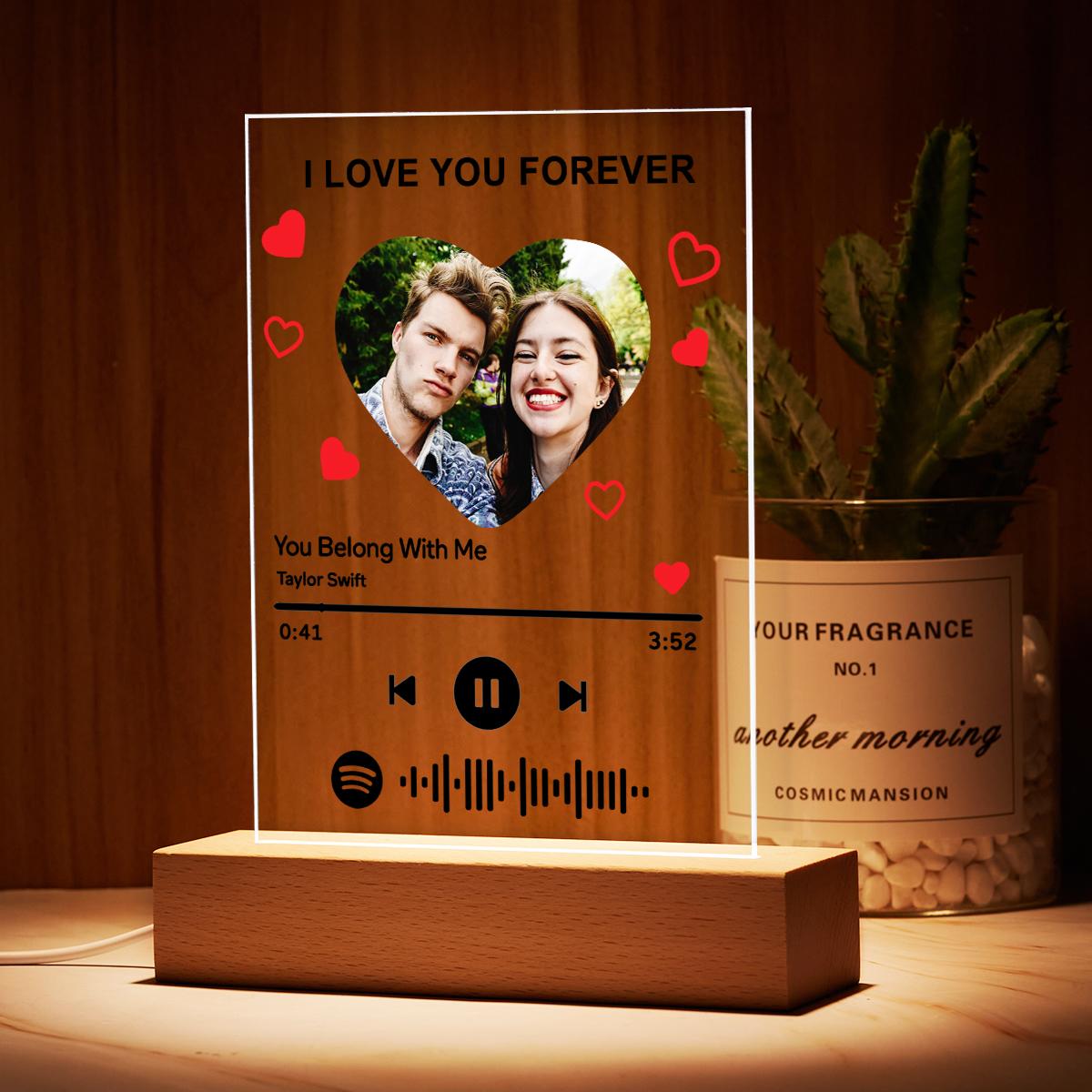 Custom Photo I am In Love Spotify Code Plaque Scannable Music Personalized Acrylic Photo Panel - DigiVirt