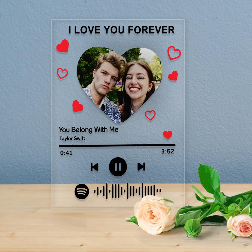 Custom Photo I am In Love Spotify Code Plaque Scannable Music Personalized Acrylic Photo Panel - DigiVirt