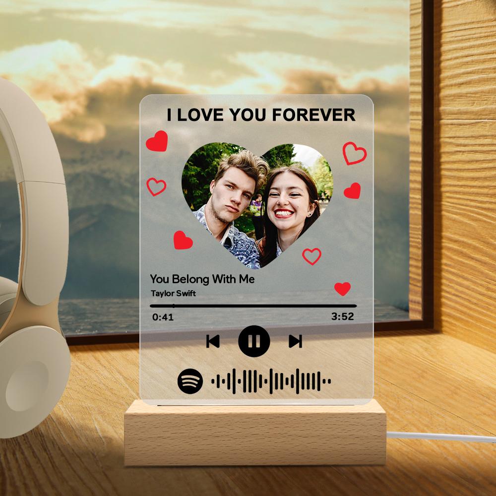 Custom Photo I am In Love Spotify Code Plaque Scannable Music Personalized Acrylic Photo Panel - DigiVirt