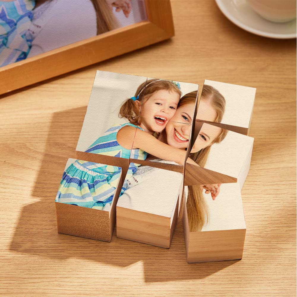 Custom Photo Wooden Block Puzzle Personalized Puzzle Block Decor Gift For Mom - DigiVirt