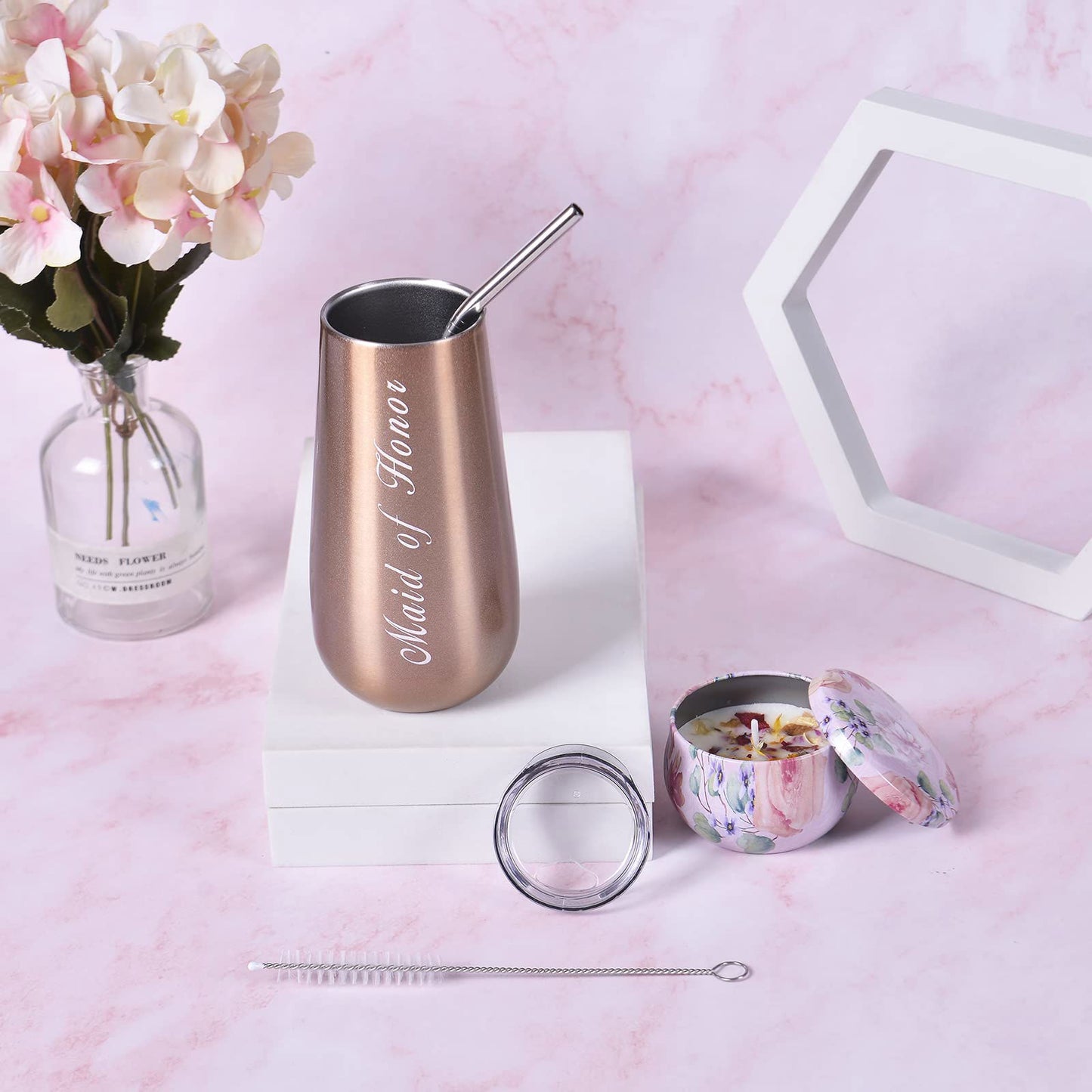 DHQH Bridesmaid Proposal Gifts Box Sets From Bride,Will You Be My Bridesmaid,6 oz Bride Tribe Stainless Steel champagne glasses Bachelorette Party SPA Gifts Bridal Showers - DigiVirt