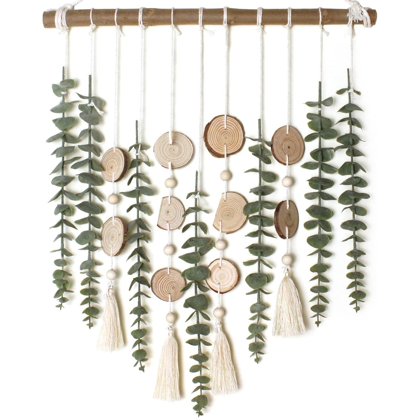 Eucalyptus Wall Decor Greenery Leaves Stems Wall Hanging Plants on 16.5 inch Wooden Stick Boho Rustic Farmhouse Decor for Bedroom Kitchen Dining Room Bathroom - DigiVirt