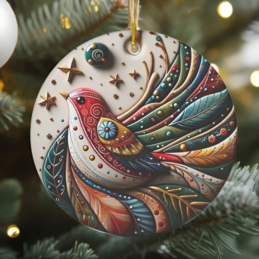 Farm Style 2D Flat Wooden Hummingbird Cardinal Hanging Home Colorful Bird Pattern Decoration Car Pendant - DigiVirt