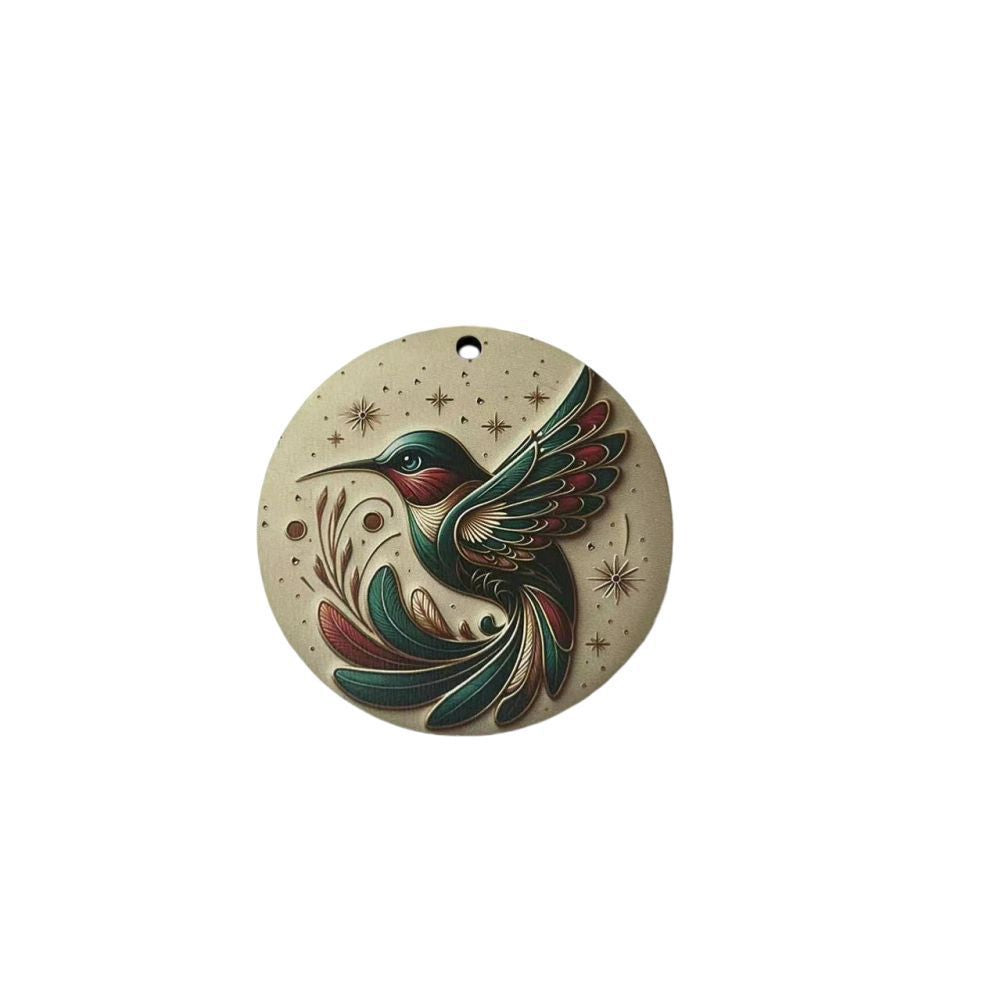 Farm Style 2D Flat Wooden Hummingbird Cardinal Hanging Home Colorful Bird Pattern Decoration Car Pendant - DigiVirt