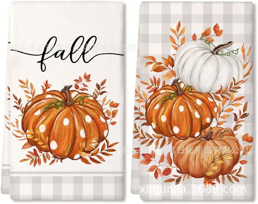 Fun Pumpkin Printing Absorbent Kitchen Dish Towel Suit Tea Towel Can Be Customized Logo - DigiVirt