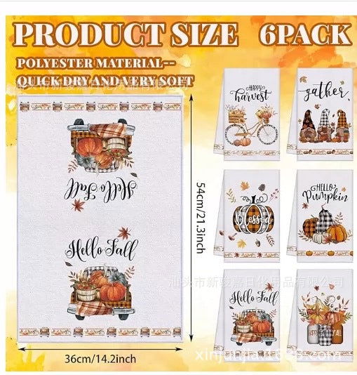 Fun Pumpkin Printing Absorbent Kitchen Dish Towel Suit Tea Towel Can Be Customized Logo - DigiVirt