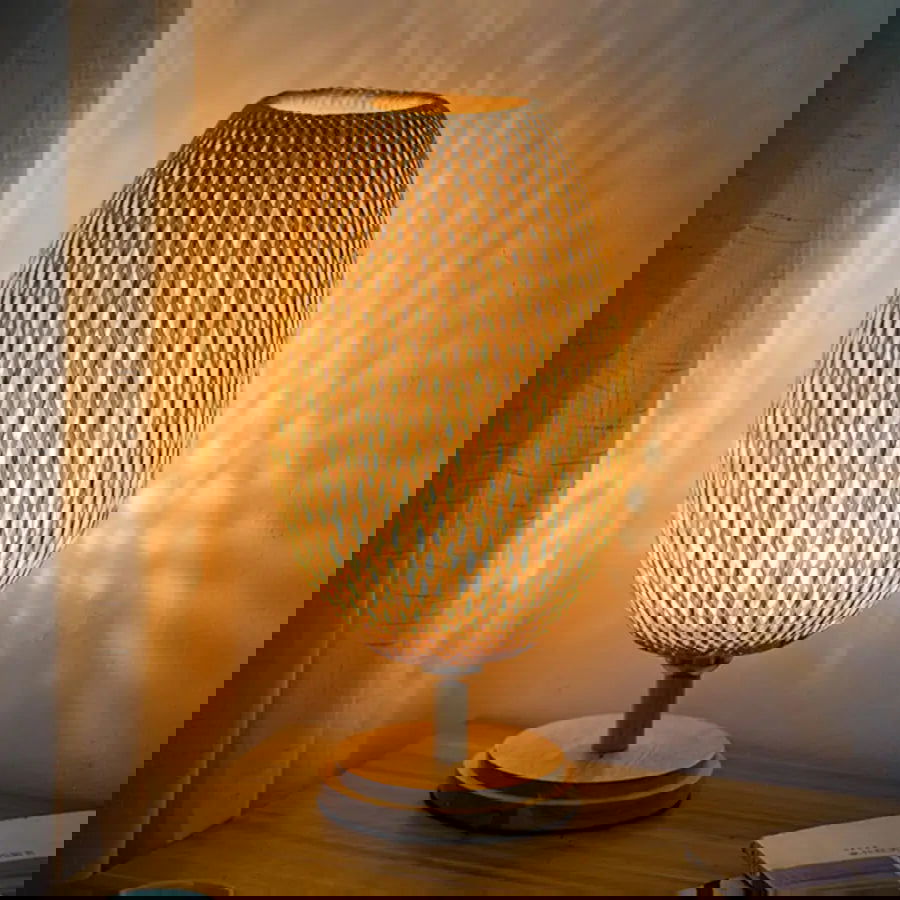 Handmade Bamboo Rattan Table Lamp Home Decor Unique Gift - DigiVirt
