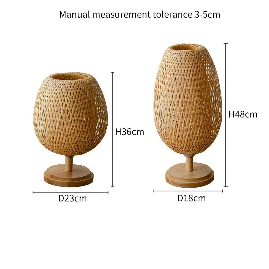 Handmade Bamboo Rattan Table Lamp Home Decor Unique Gift - DigiVirt
