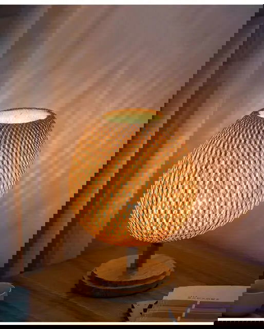 Handmade Bamboo Rattan Table Lamp Home Decor Unique Gift - DigiVirt