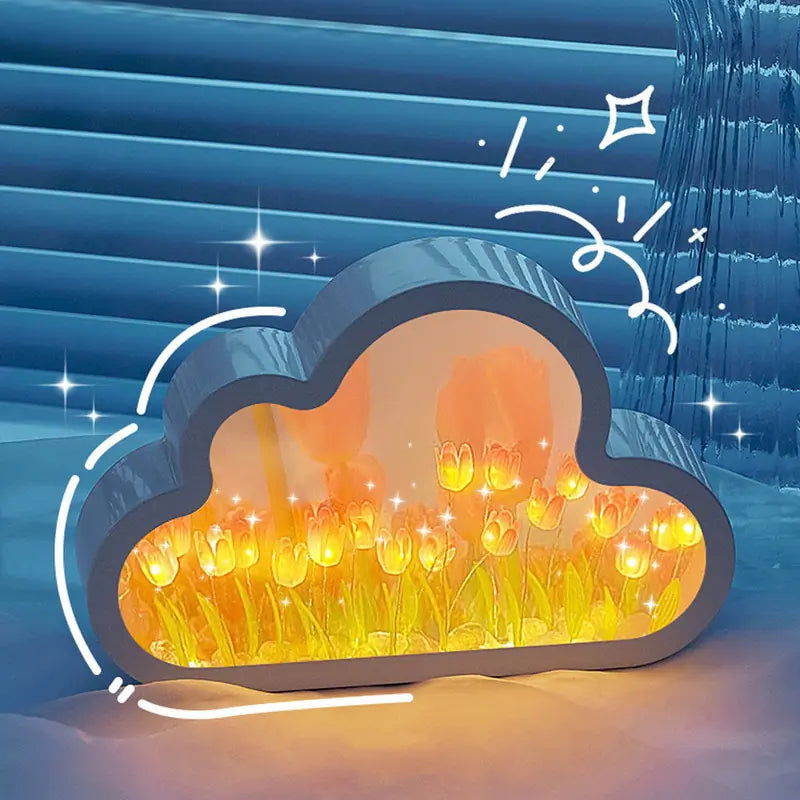 Handmade Cloud Tulip Mirror Night Light - DigiVirt