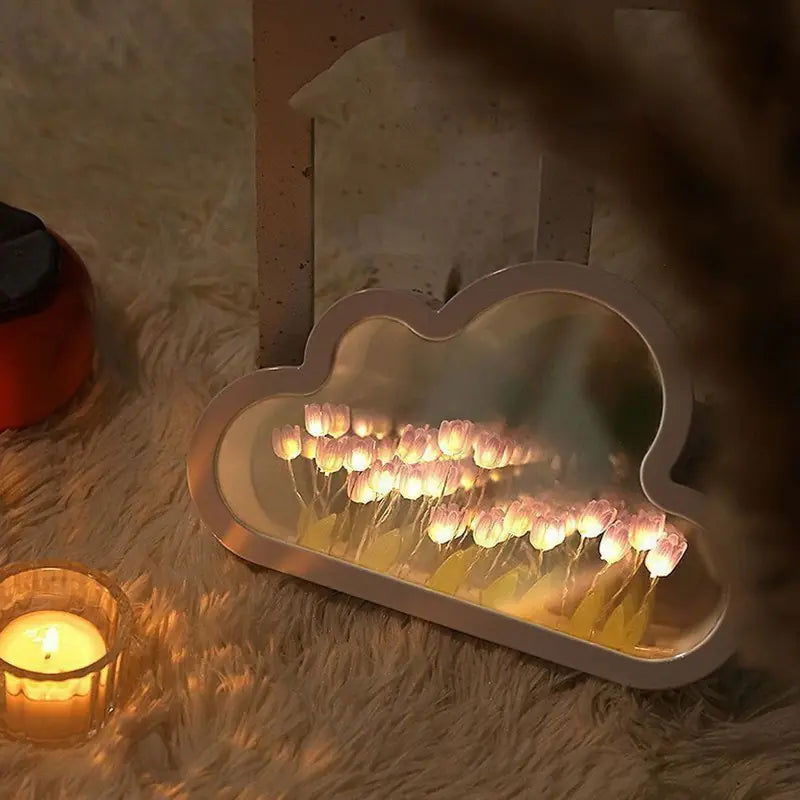 Handmade Cloud Tulip Mirror Night Light - DigiVirt