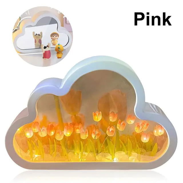 Handmade Cloud Tulip Mirror Night Light - DigiVirt