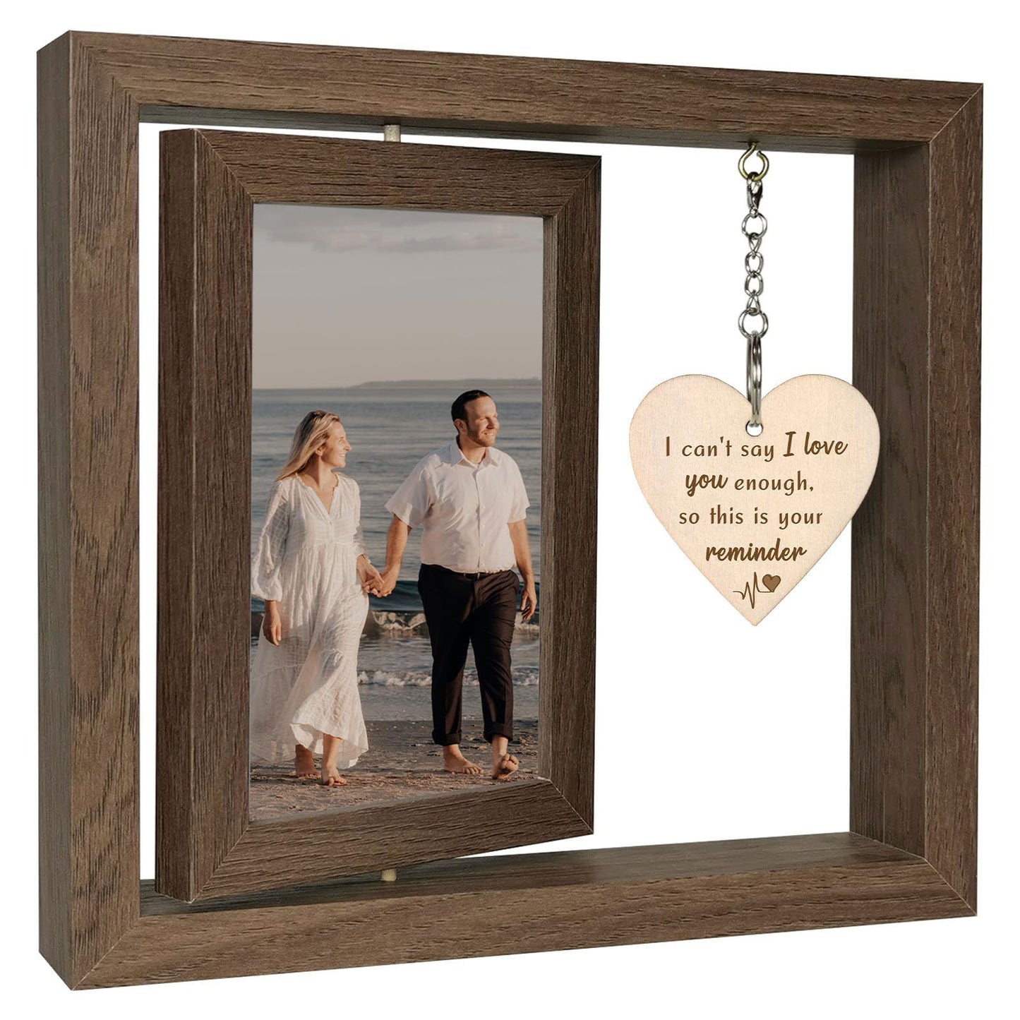 Happy Anniversary Picture Frame Gifts for Women, Rustic Wood Floating Wedding Gifts for Her Him Wife Husband Men Couple Boyfriend Girlfriend Gifts - DigiVirt
