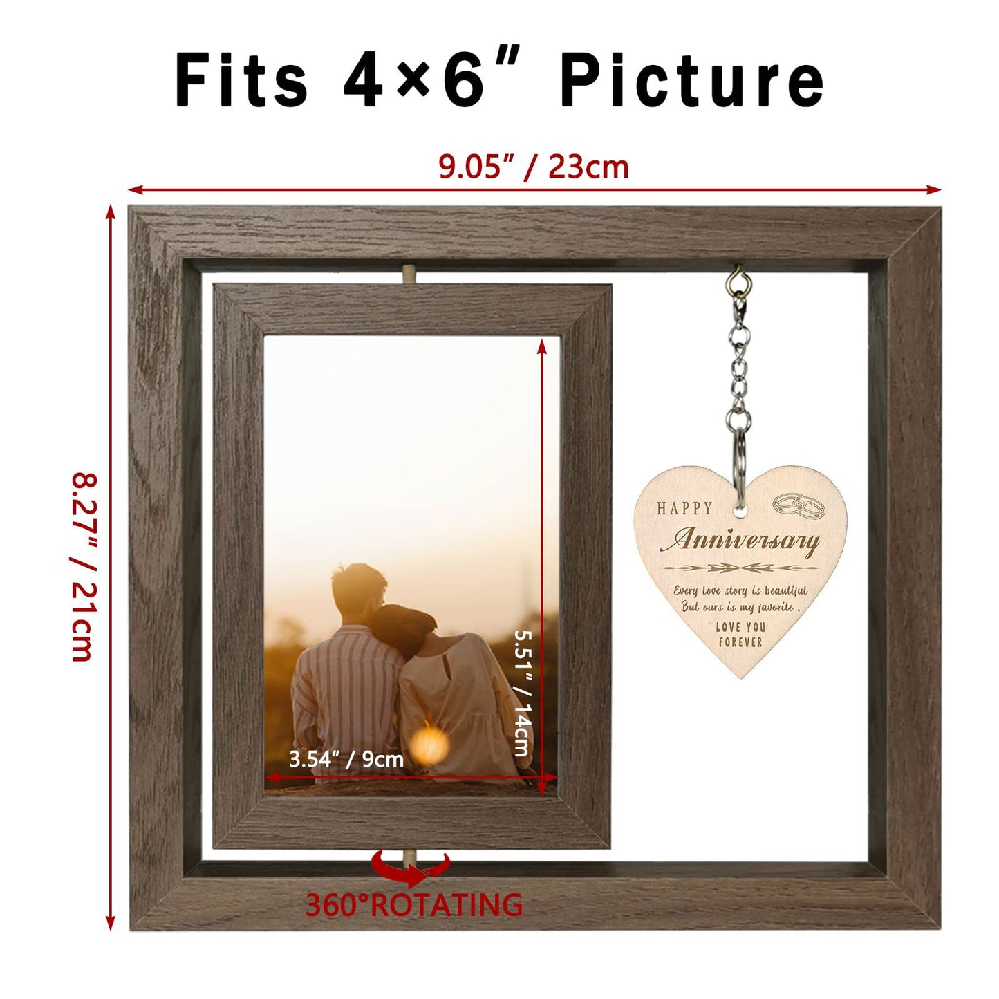 Happy Anniversary Picture Frame Gifts for Women, Rustic Wood Floating Wedding Gifts for Her Him Wife Husband Men Couple Boyfriend Girlfriend Gifts - DigiVirt