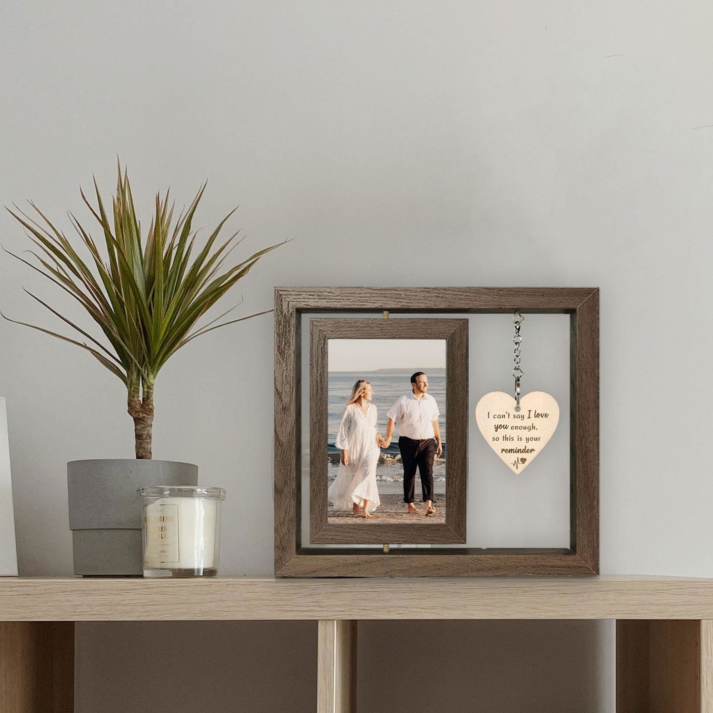 Happy Anniversary Picture Frame Gifts for Women, Rustic Wood Floating Wedding Gifts for Her Him Wife Husband Men Couple Boyfriend Girlfriend Gifts - DigiVirt