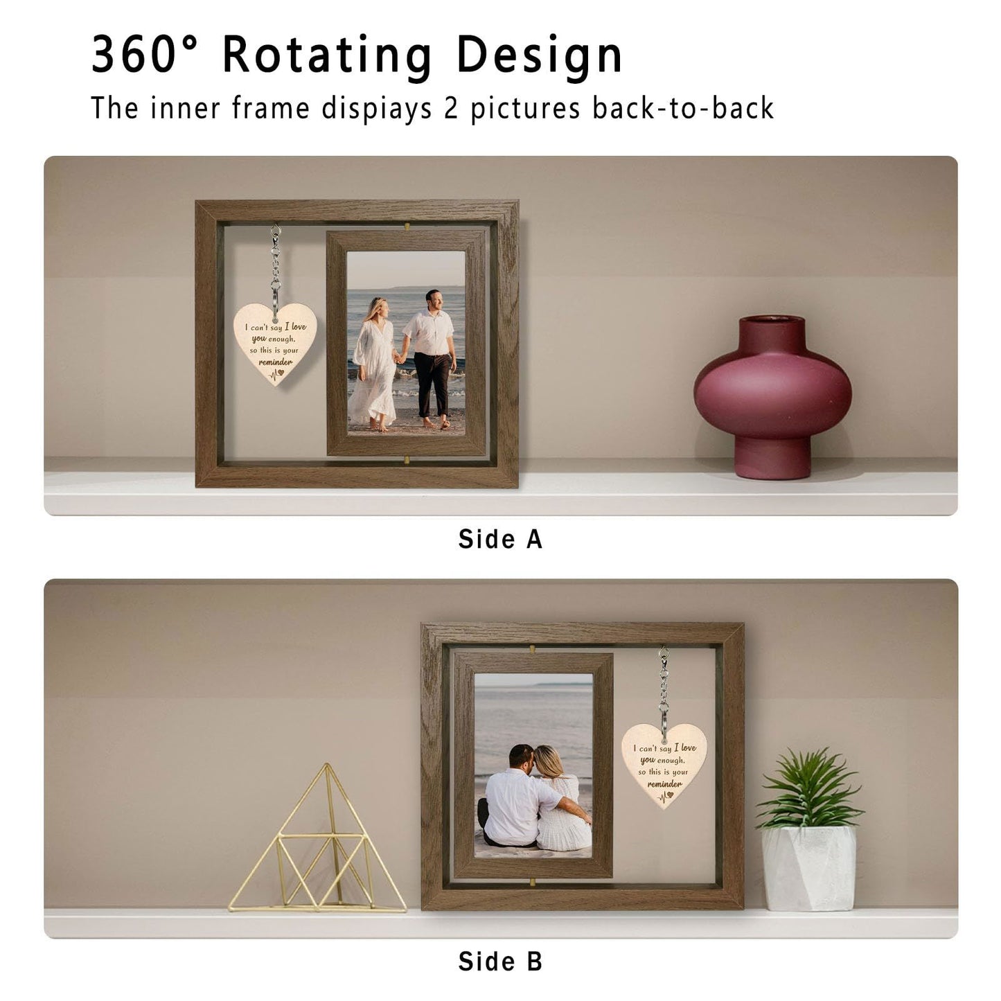 Happy Anniversary Picture Frame Gifts for Women, Rustic Wood Floating Wedding Gifts for Her Him Wife Husband Men Couple Boyfriend Girlfriend Gifts - DigiVirt