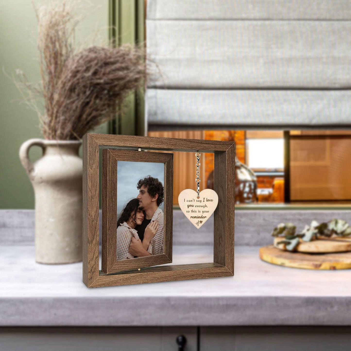 Happy Anniversary Picture Frame Gifts for Women, Rustic Wood Floating Wedding Gifts for Her Him Wife Husband Men Couple Boyfriend Girlfriend Gifts - DigiVirt
