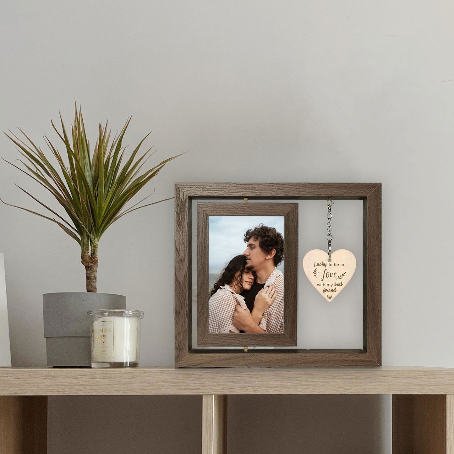 Happy Anniversary Picture Frame Gifts for Women, Rustic Wood Floating Wedding Gifts for Her Him Wife Husband Men Couple Boyfriend Girlfriend Gifts - DigiVirt
