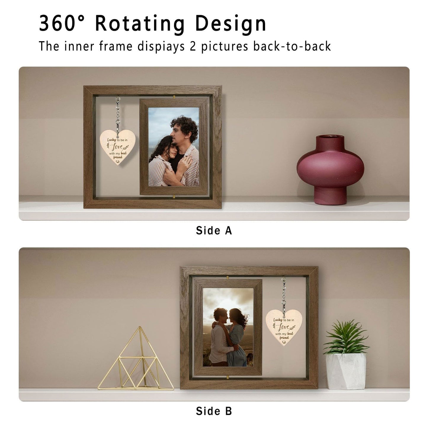 Happy Anniversary Picture Frame Gifts for Women, Rustic Wood Floating Wedding Gifts for Her Him Wife Husband Men Couple Boyfriend Girlfriend Gifts - DigiVirt