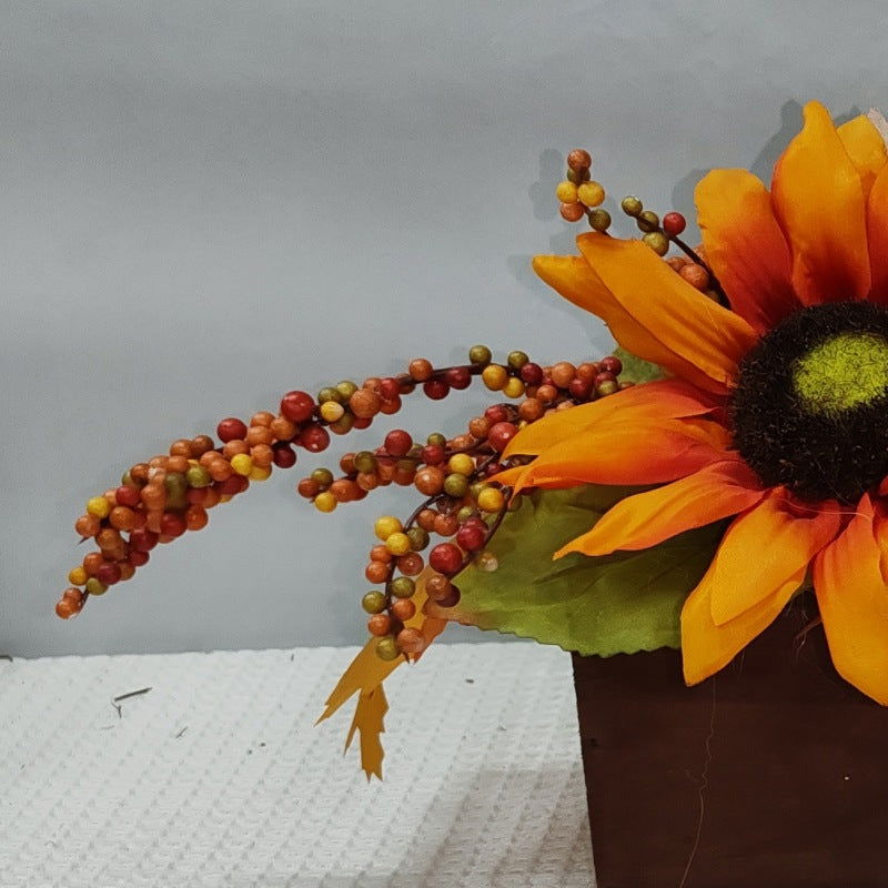 Harvest Festival Thanksgiving Autumn Pumpkin Sunflower Maple Leaf Fruit String Wooden Basin Home Decoration Ornaments - DigiVirt