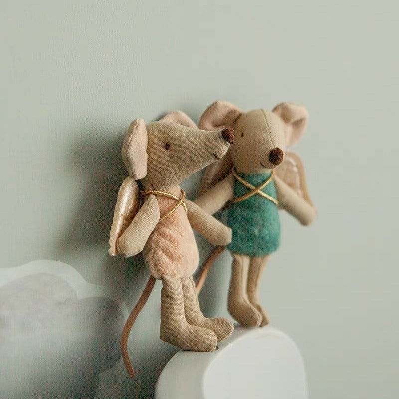 Ins Nordic Linen Little Mouse Doll Fairy Tale Little Angel Mouse Doll Birthday Gift Fabric Doll - DigiVirt