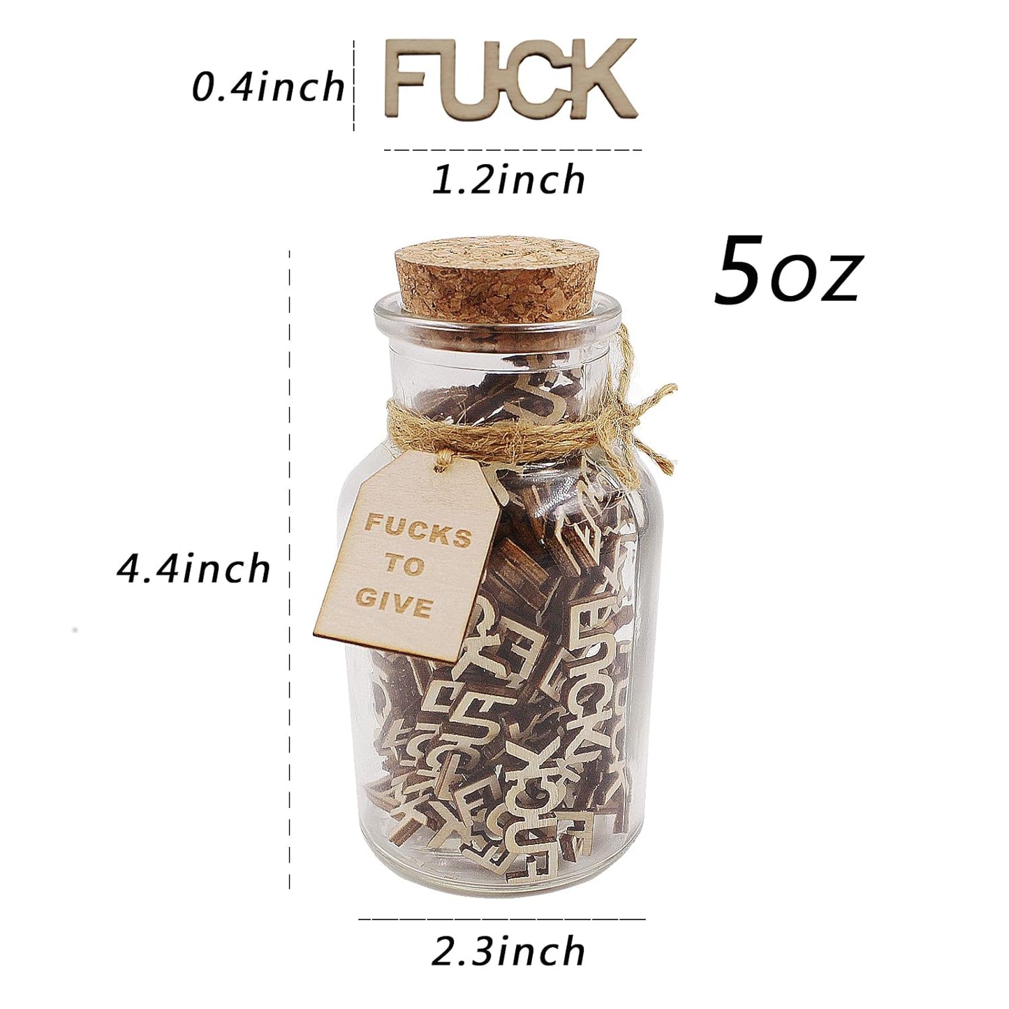 Jar of Fucks(5oz)Gift Jar,Fucks to Give,Fuck Wooden Cutout Letter Piece Bad Mood Vent Spoof Birthday Day,Holiday, Gift to Friend,Funny Gift,Valentines Day. - DigiVirt