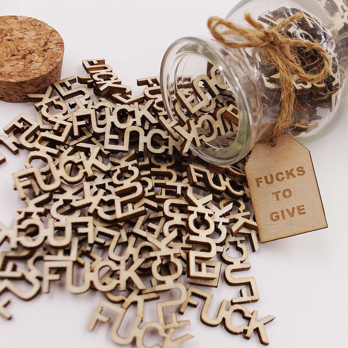 Jar of Fucks(5oz)Gift Jar,Fucks to Give,Fuck Wooden Cutout Letter Piece Bad Mood Vent Spoof Birthday Day,Holiday, Gift to Friend,Funny Gift,Valentines Day. - DigiVirt