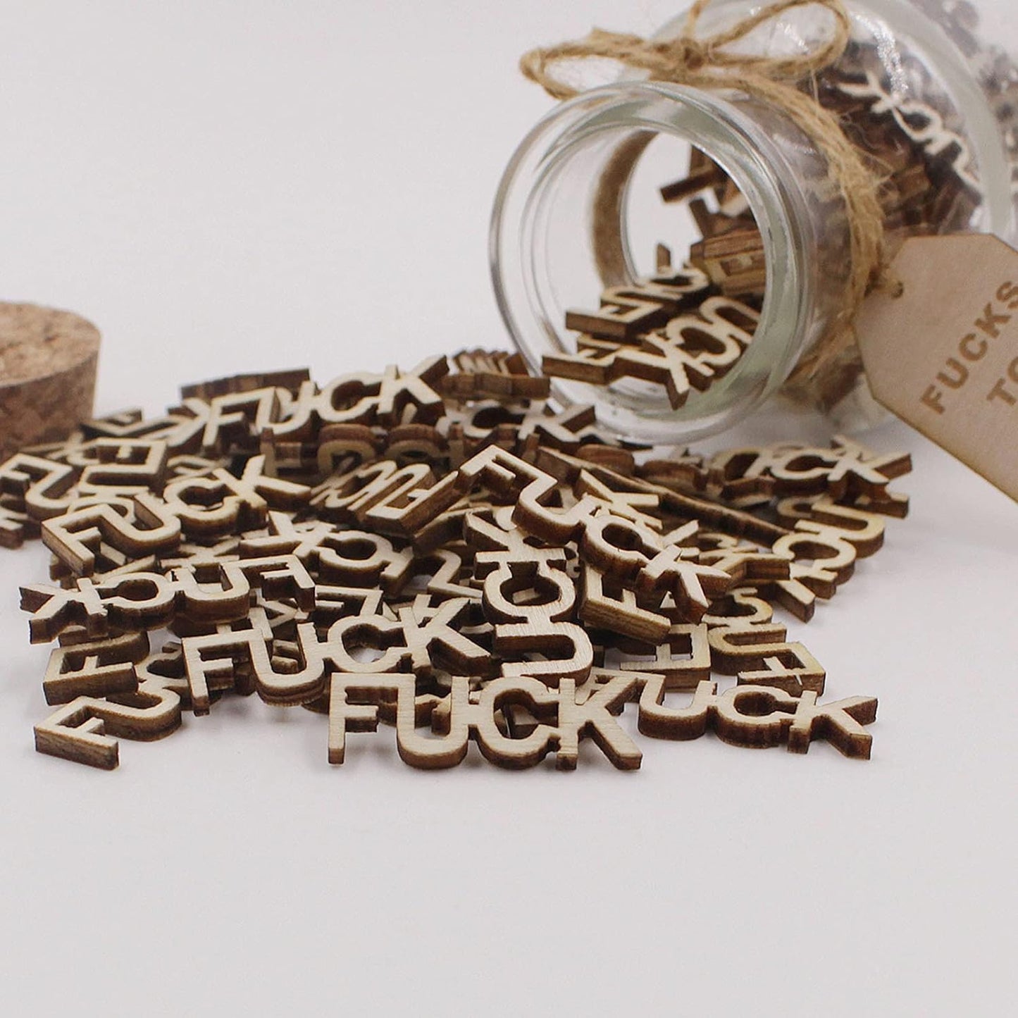 Jar of Fucks(5oz)Gift Jar,Fucks to Give,Fuck Wooden Cutout Letter Piece Bad Mood Vent Spoof Birthday Day,Holiday, Gift to Friend,Funny Gift,Valentines Day. - DigiVirt