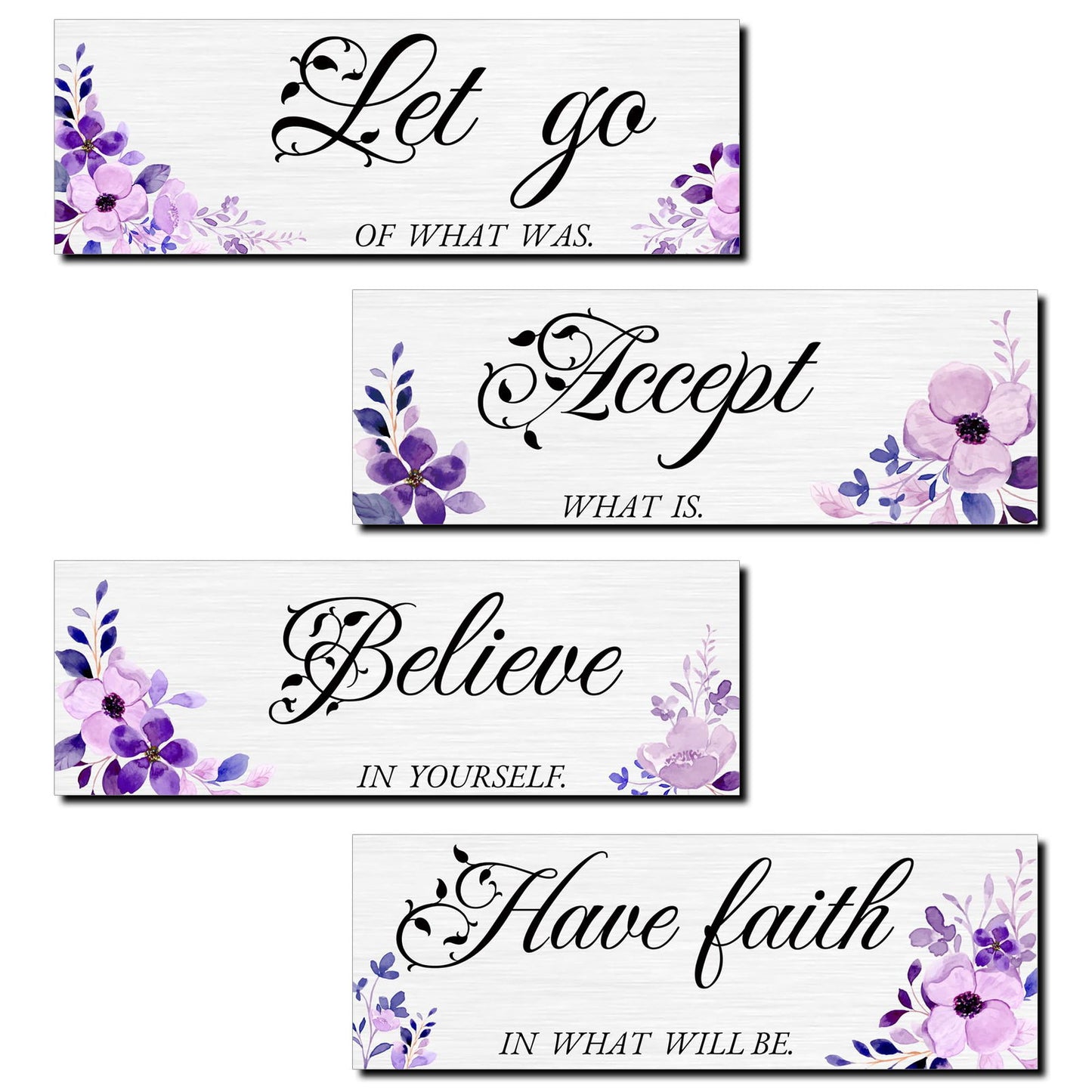 Joyhawk 4 Pieces Blue Flower Wall Decor For Bedroom, Accept-Let go-Have faith-Believe Wooden Inspirational Wall Art Decorations for Living Room Bathroom,Rustic Wooden Farmhouse Home Decor, 12 x 4 Inch - DigiVirt