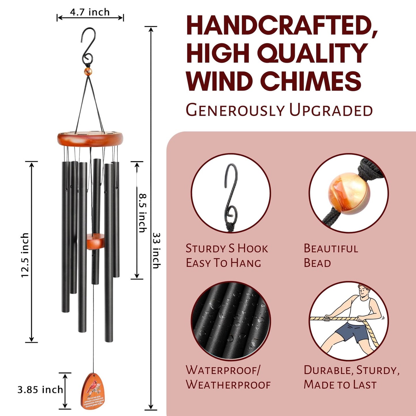 Memorial Wind Chimes - Sympathy Wind Chimes - Wind Chimes for Loss of Loved One - Wind Chimes for Loss of Loved One Prime - Grief Gifts - Soothing Tones - Bereavement - Bronze 29” - DigiVirt