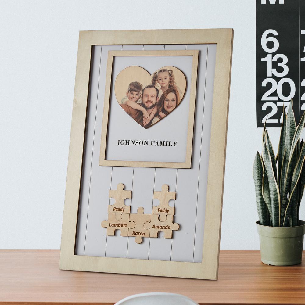 Mothers Day Frames Personalised Gift for Family Wooden Heart Photo Frame - DigiVirt