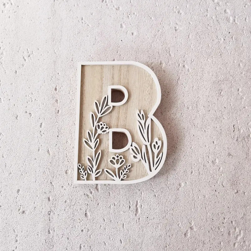 New Wood Decoration Carving Letter Ornaments Flower Pattern Design Home Crafts Ornaments Advanced Sense - DigiVirt