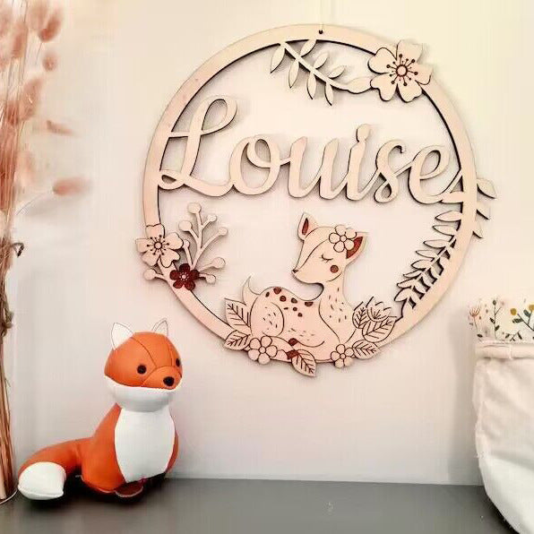 Personalized Name Wall Decoration Wooden Baby Room Decoration/deer Wood Decoration/birth Gift Logo Custom