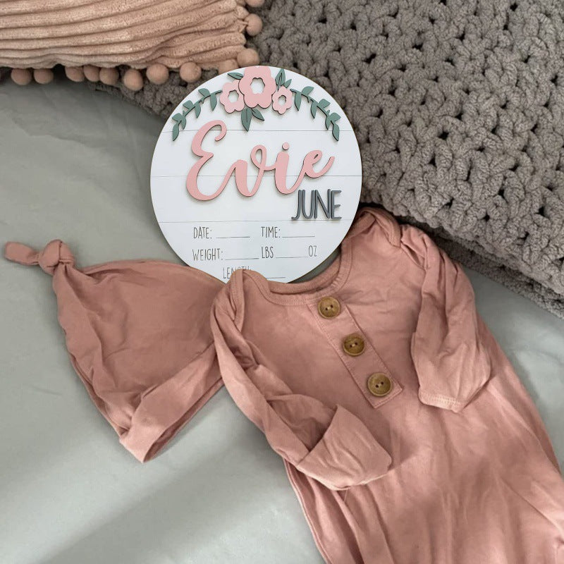 Custom Wooden Keepsake Newborn Name Birth Props Decorative Sign Personalized Door Hanging Sign Wooden Hanging Pendulum