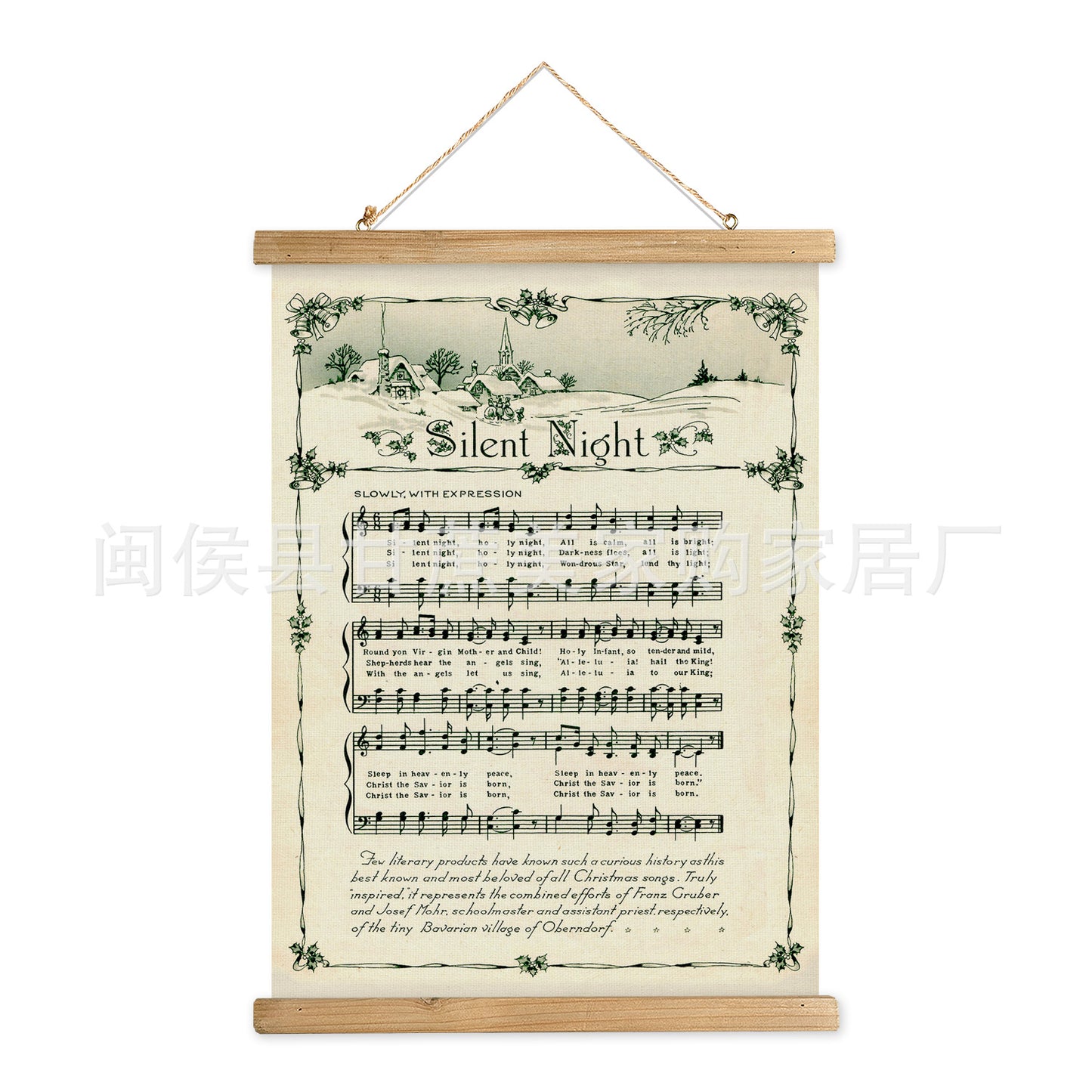 Vintage Carols Christmas Scroll Painting Living Room Bedroom Scroll Hanging Painting Wholesale Export Amazon Sales