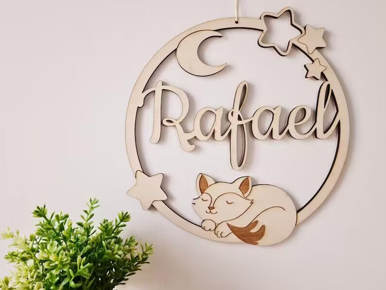 Personalized Name Wall Decoration Wooden Baby Room Decoration/deer Wood Decoration/birth Gift Logo Custom