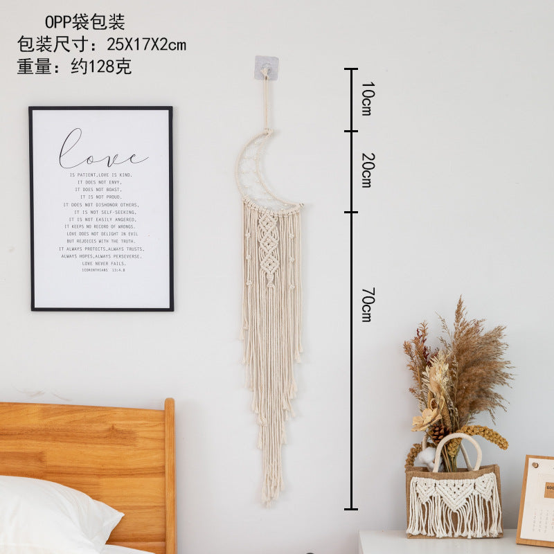 Nordic Popular Woven Tapestry Dream Catcher Handmade Pendant Home Wall Hanging Star Moon Decorative Hanging Macrame