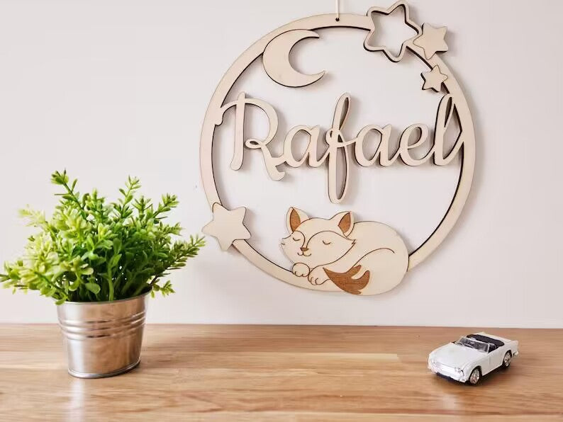 Personalized Name Wall Decoration Wooden Baby Room Decoration/deer Wood Decoration/birth Gift Logo Custom