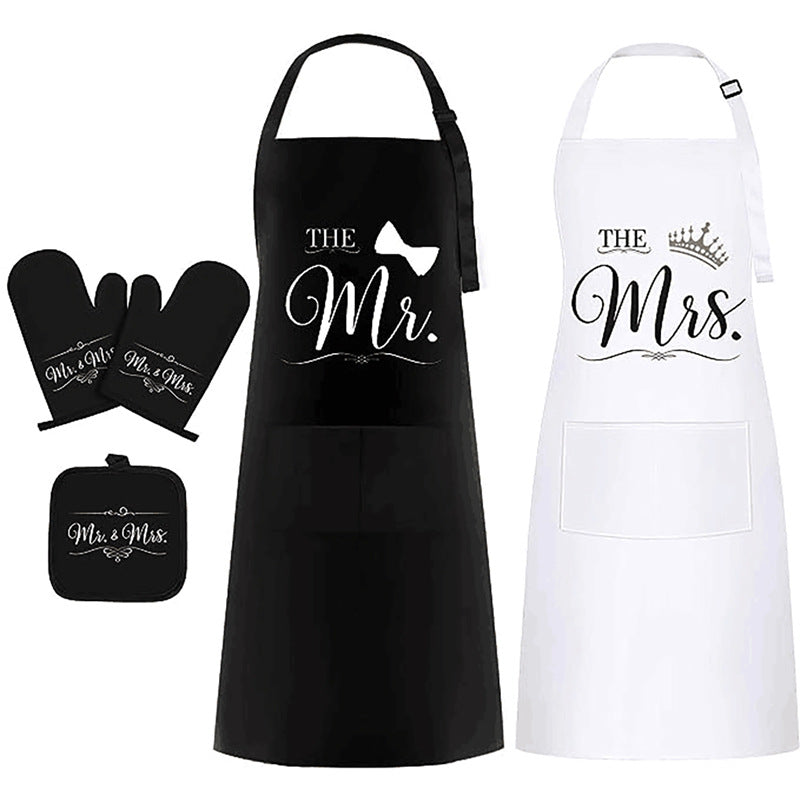 MR MRS Couple Couple Microwave Oven Heat Insulation Gloves Apron