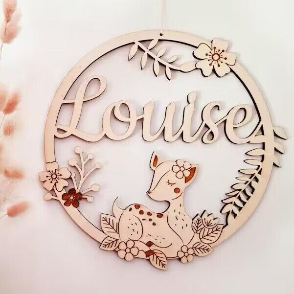 Personalized Name Wall Decoration Wooden Baby Room Decoration/deer Wood Decoration/birth Gift Logo Custom