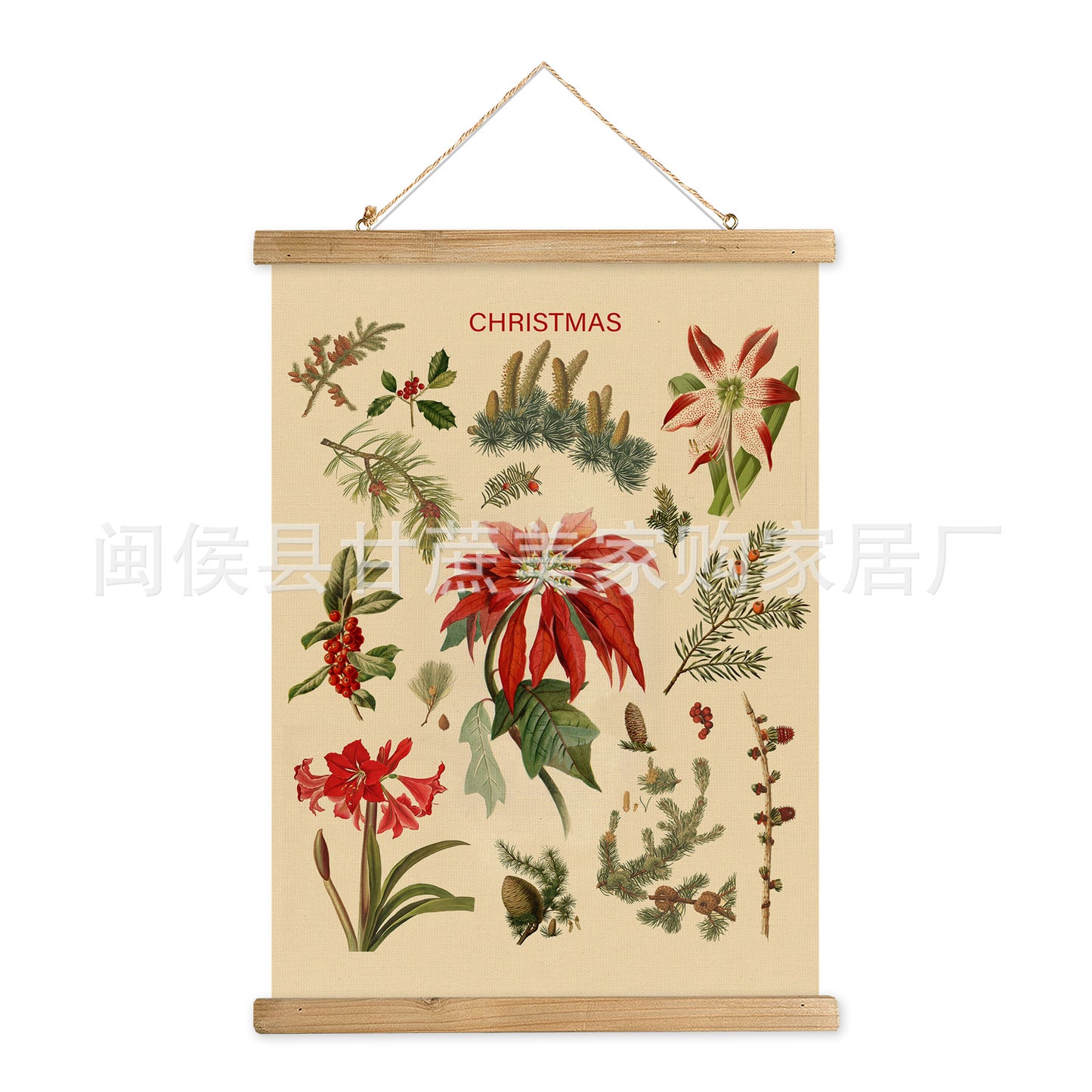 Vintage Carols Christmas Scroll Painting Living Room Bedroom Scroll Hanging Painting Wholesale Export Amazon Sales