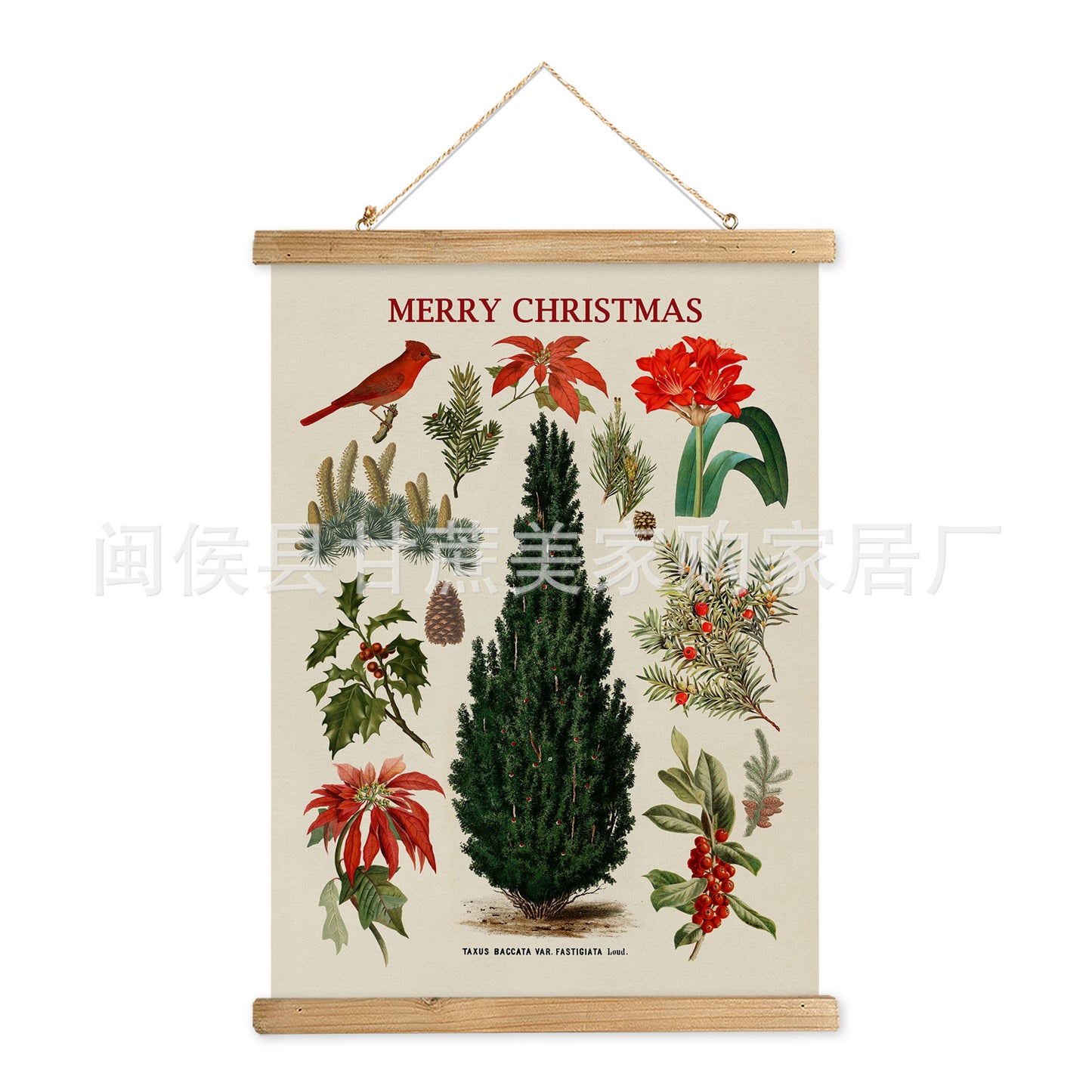 Vintage Carols Christmas Scroll Painting Living Room Bedroom Scroll Hanging Painting Wholesale Export Amazon Sales