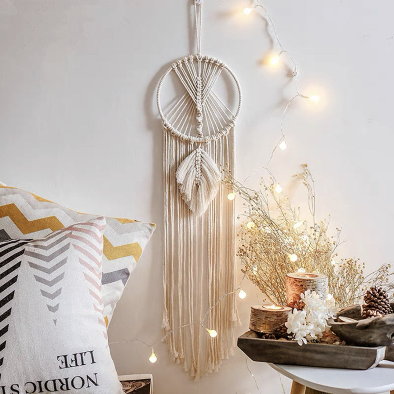 Nordic Popular Woven Tapestry Dream Catcher Handmade Pendant Home Wall Hanging Star Moon Decorative Hanging Macrame