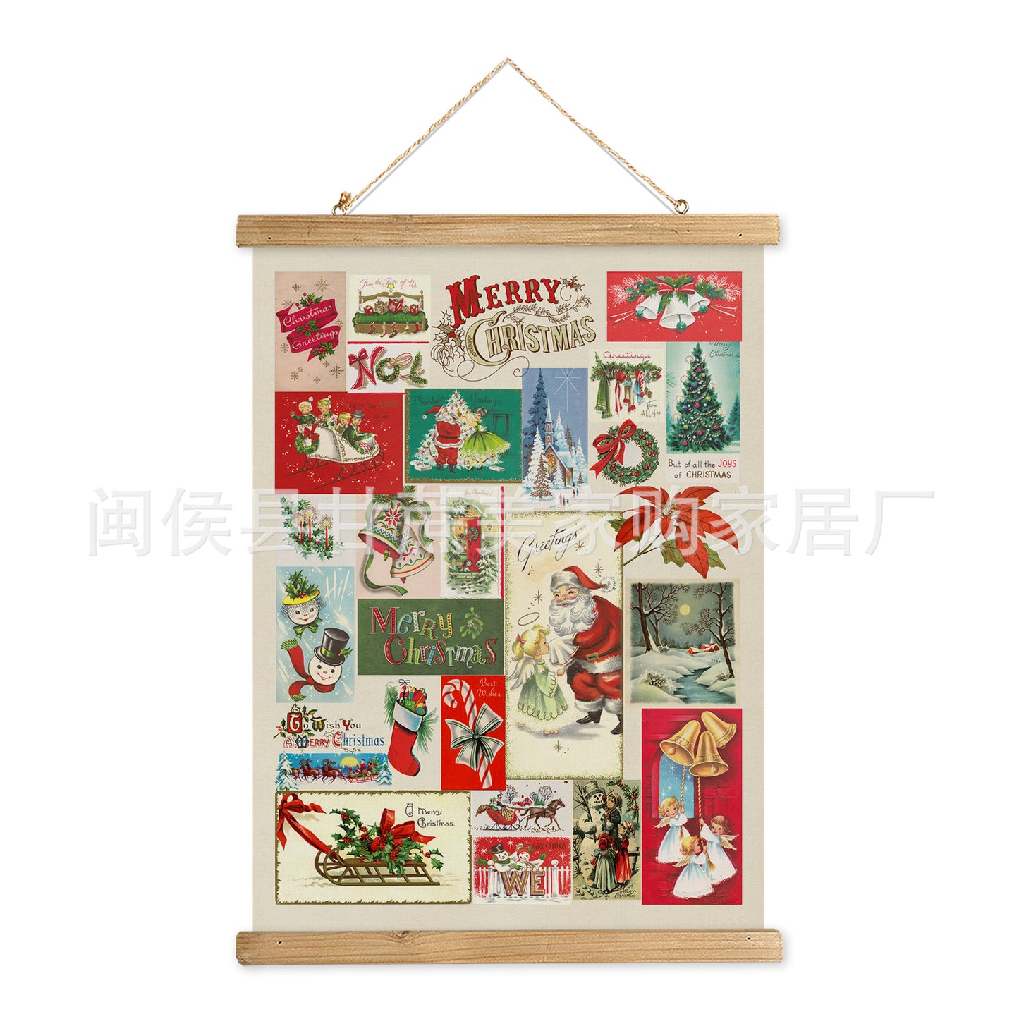 Vintage Carols Christmas Scroll Painting Living Room Bedroom Scroll Hanging Painting Wholesale Export Amazon Sales